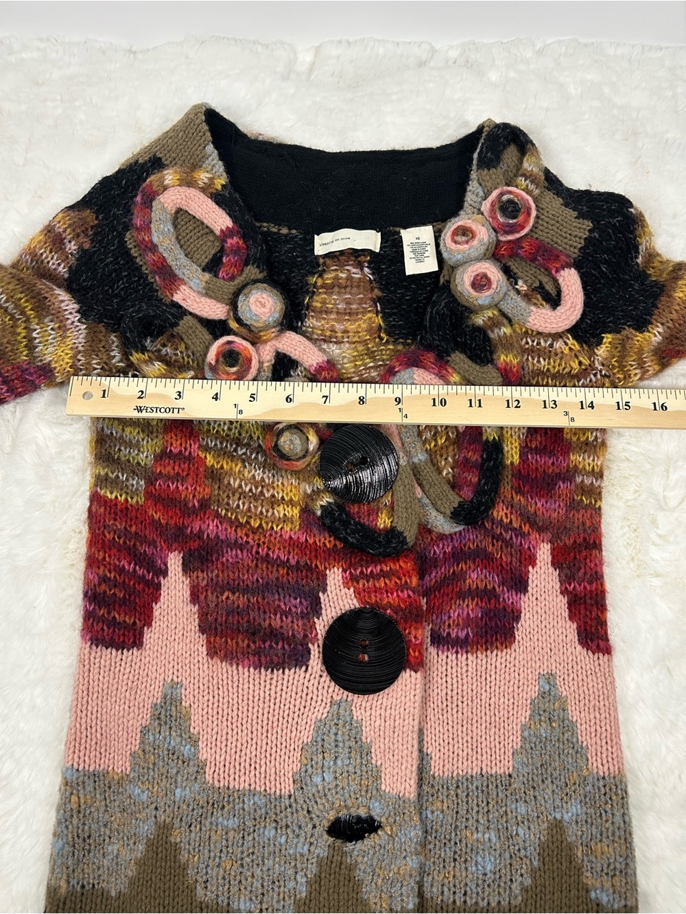 Anthropologie Sleeping on Snow Loops & Angles Wool Knit Sweater Coat XS - Picture 13 of 15